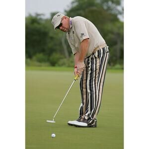 Loud Mouth Golf Pants Size 38x32 Mens Striped Straight Leg Stretch Chino